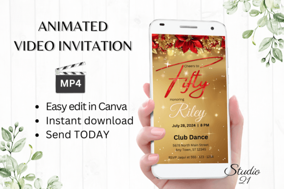 50th Birthday Invitation Template: Instant Digital Design