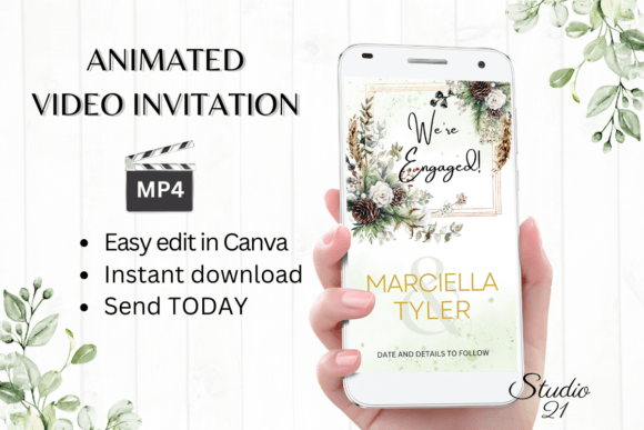 Christmas Engagement Announcement W1172B: Your Festive Digital Reveal
