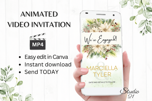 Christmas Engagement Announcement W1176B: Your Festive Digital Invite