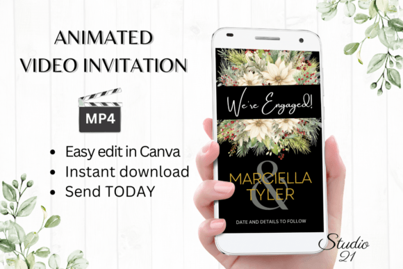 Christmas Engagement Announcement W1177B: A Festive Digital Invitation