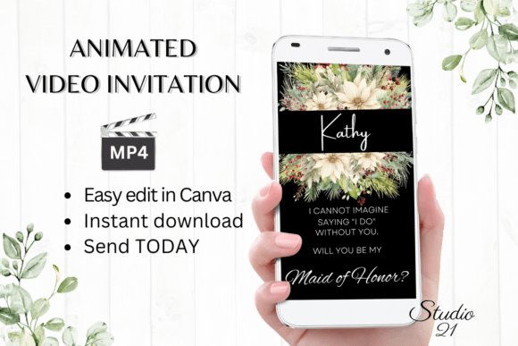 Christmas Maid of Honor Proposal: Festive Digital Invites