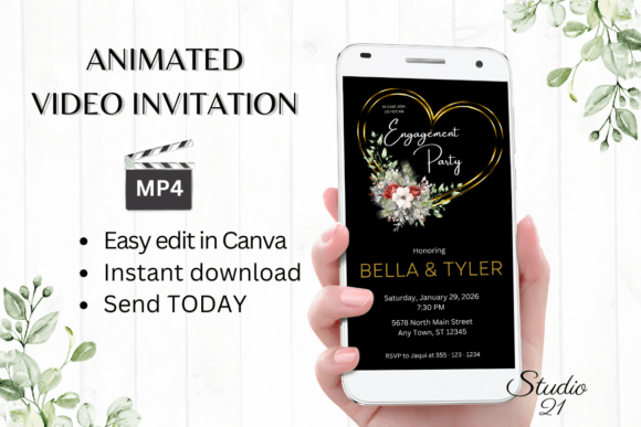 Dazzle Your Guests: The Christmas Engagement Party Invite W1189