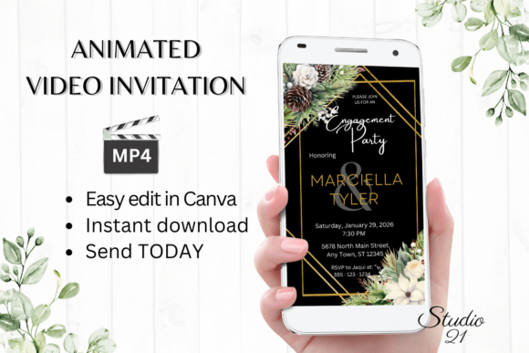 Effortless Holiday Celebrations: The Christmas Engagement Party Invite W1175