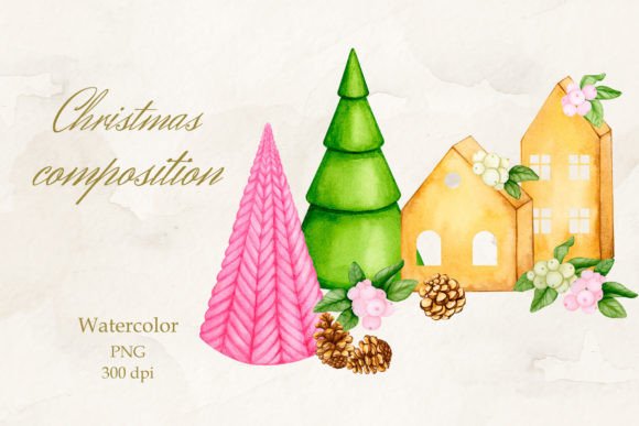 Embrace Cozy Charm with a Scandinavian Christmas Watercolor Composition