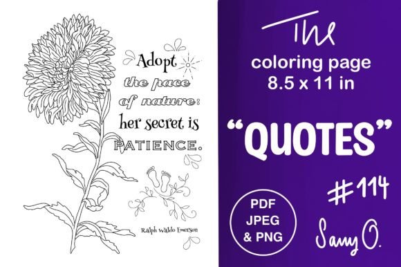 Emerson's Wisdom Meets Floral Art in This Dahlia Coloring Design