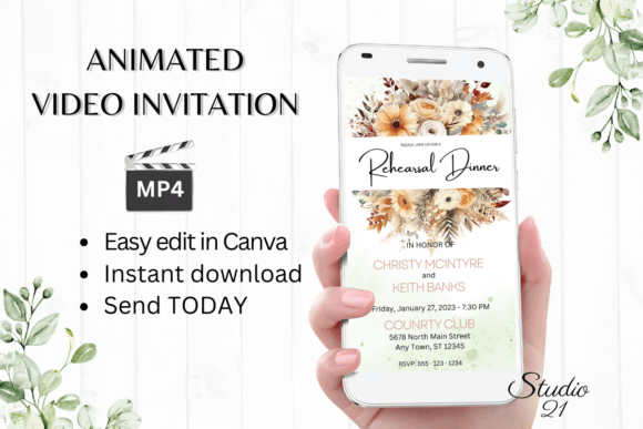 Fall Rehearsal Dinner Invite W7166: Your Digital, Editable Solution