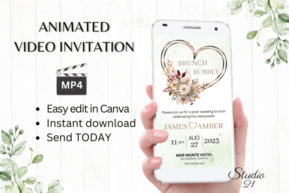 Fall Wedding Brunch Invite W9168: A Canva Template for Effortless Elegance