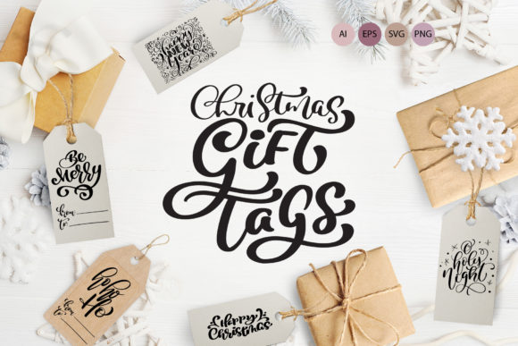 Handwritten Calligraphy Christmas Gift Tags for Festive Design
