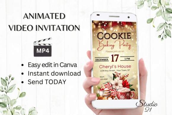 Host a Sweet Celebration with a Digital Christmas Cookie Baking Party Invitation