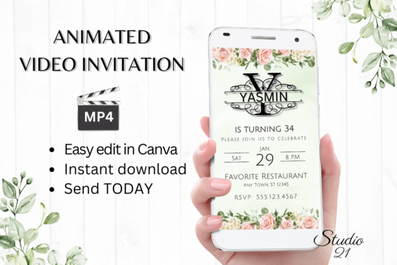 Monogram Letter Y: Design a Digital Animated Birthday Invitation