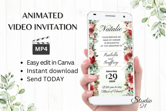Red Rose Maid of Honor Proposal: A Stunning Digital Invitation Template