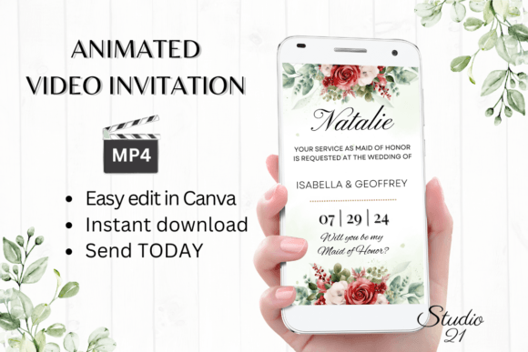 Red Rose Maid of Honor Proposal: A Stunning Digital Template