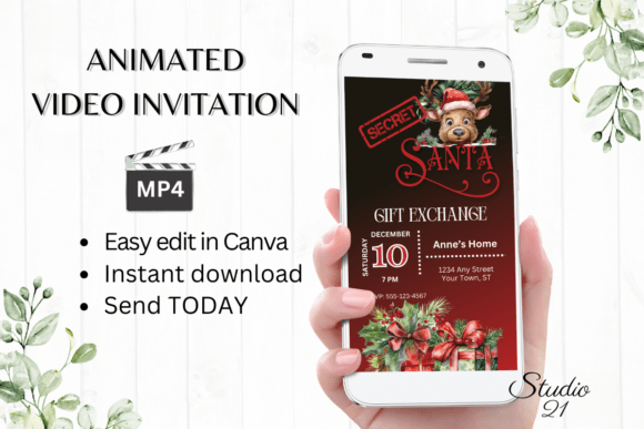 Secret Santa Gift Exchange Invitation: A Digital Animated Template for Instant Festive Fun