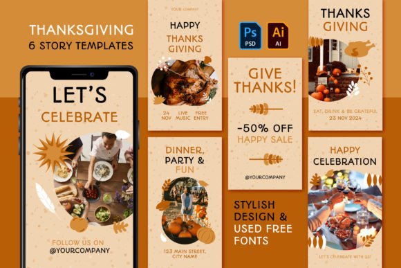 Thanksgiving Story Templates: Modern Autumn Designs for Social Media