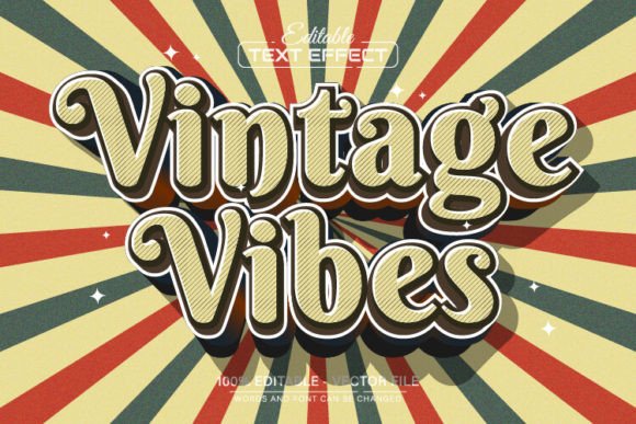 Vintage Vibes 3D Retro Text Effect: Editable Vector Design